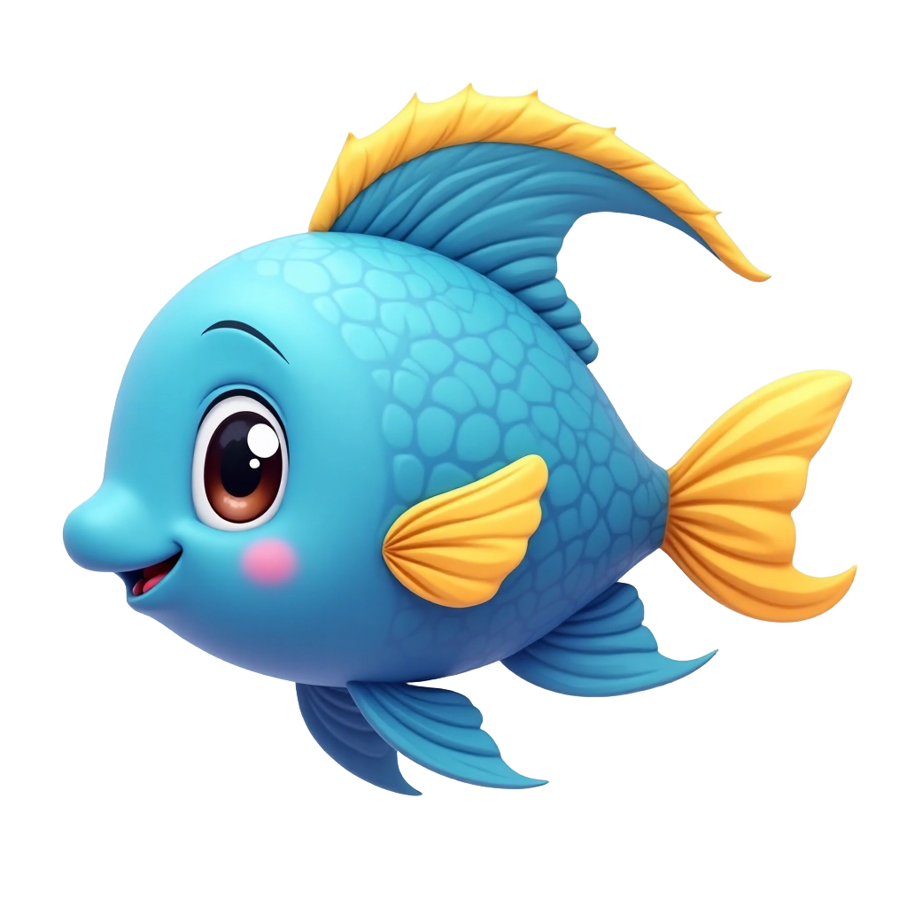 Cute Blue Fish Cartoon